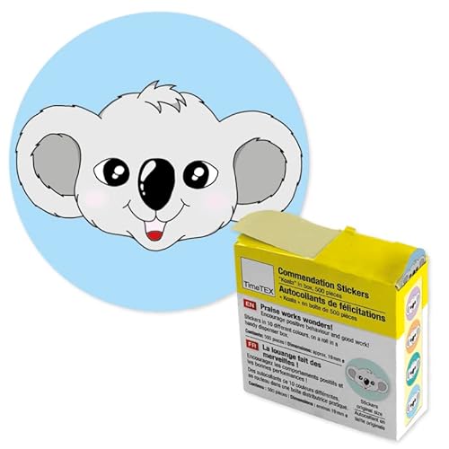 TimeTEX Belobigungs-Aufkleber "Koala" in Spender-Box - 500 Stück - 62223 von TimeTEX