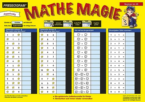 TimeTEX - Zaubertafel "Mathematik" - Rechnen bis 20 | Rechen-Tafel mit Selbstkontrolle zum spielerischen Lernen von Addition und Subtraktion | Inhalt: Rechnen bis 20 von TimeTEX