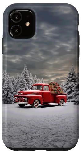 Hülle für iPhone 11 Roter LKW mit Weihnachtsbaum und Geschenken von Timeless Christmas Journey Bazaar