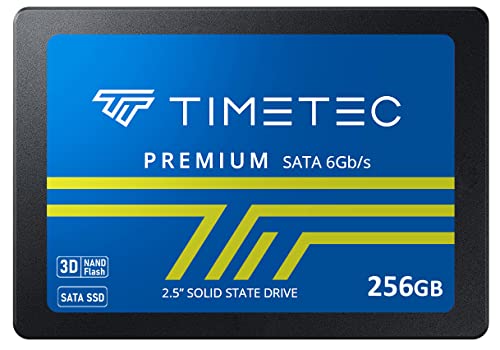 Timetec SSD 3D NAND TLC SATA III 6 Gb/s 2,5 Zoll 7 mm(0,28 Zoll)200 TBW Lesegeschwindigkeit Bis zu 550MB/s SLC-Cache-Leistungssteigerung Internes Solid-State-Laufwerk für PC Desktop und Laptop (256GB) von Timetec