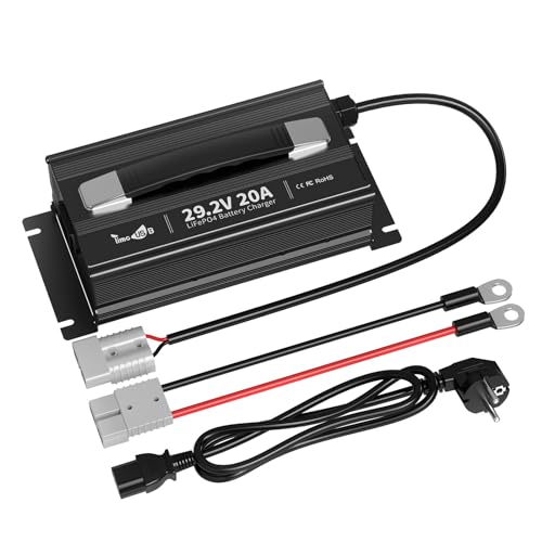 Timeusb 29,2V 20A LiFePO4 Ladegerät Batterieladegerät 24V Lithium Akku Ladegerät, Vorlade- und 0V-Ladefunktion,CC/CV-Ladestufen,geeignet für 24V LiFePO4 Batterie mit LED-Anzeigen,4 Schutzfunktionen von Timeusb