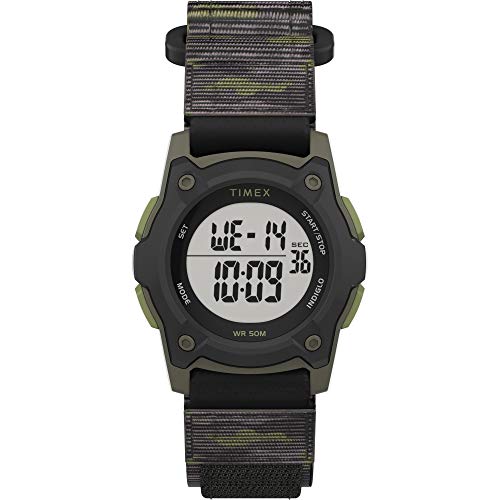Timex Jungen Time Machines Digital Schwarz/Grüne Camouflage Schnell-Wickel-Armbanduhr TW7C77500 von Timex