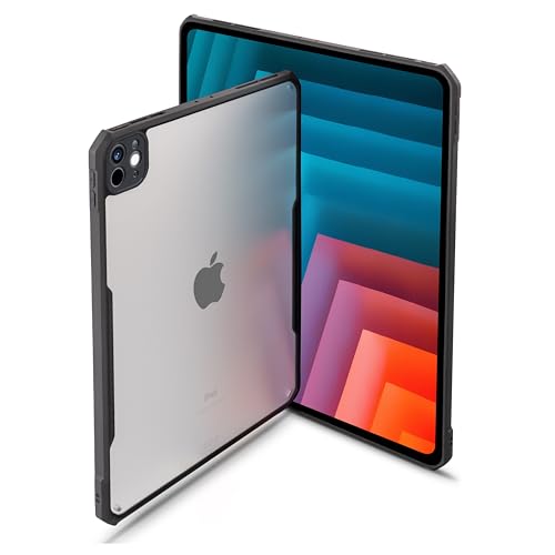 TineeOwl iPad Pro Hülle (2024) M4, Ultra Dünn Matte Klar Hülle, Unterstützt Apple Pencil Aufladen, TPU Bumper (Matte Rückseite/Schwarz, Pro 13 Zoll (2024)) von TineeOwl