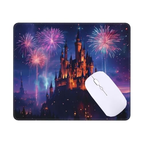 Mauspad Klein 900 X 600 mm Mousepad, Feuerwerk Schloss Mauspad, VerschleißFeste NäHte, rutschfeste Gummibasis Gaming Mauspad, Wassxerdicht Schreibtischunterlage für Pc,Laptop,Home, Office T-10944 von Tinnoon