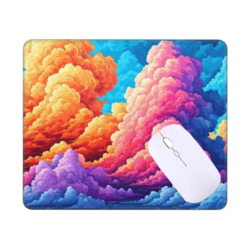 Mousepad Bunte Wolken Mauspad Kleine 90 x 60 x 0.3 cm, mit Rutschfester Gummiunterseite, Wasserdichtes Mouse Pad, Mini Gaming Mauspad für Damen, Herren, Kabellose Maus Laptop Büro Zuhause T-792 von Tinnoon