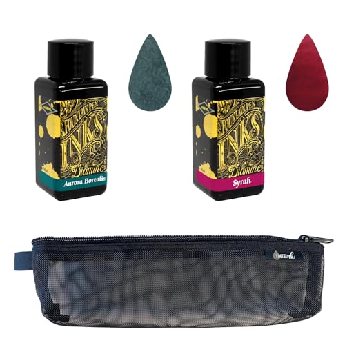 Diamine Tintenflaschen in Netz-Etui, 30 ml, ideal zum Verschenken für Kollegen, Familie, Freunde und Schreibwarenliebhaber, verschiedene Farben (Schokoladenbraun und Bernstein) von Tinte Ink