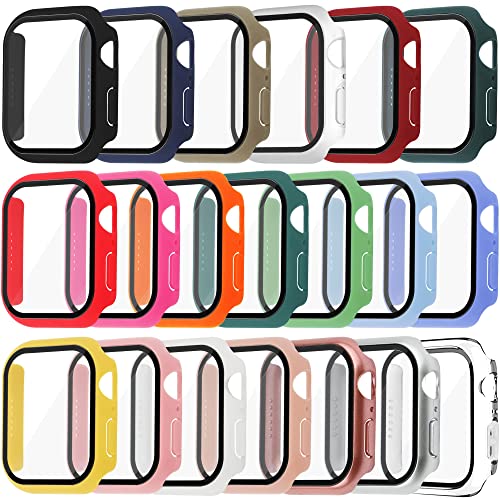 Tiorecime Schutzhülle für Apple Watch Serie SE 2022/6/SE/5/4, 40 mm, mit Displayschutzfolie aus gehärtetem Glas, ultradünn, stoßfest, harte PC-Schutzhülle, Rundumschutz, kompatibel mit iWatch 40 mm, von Tiorecime