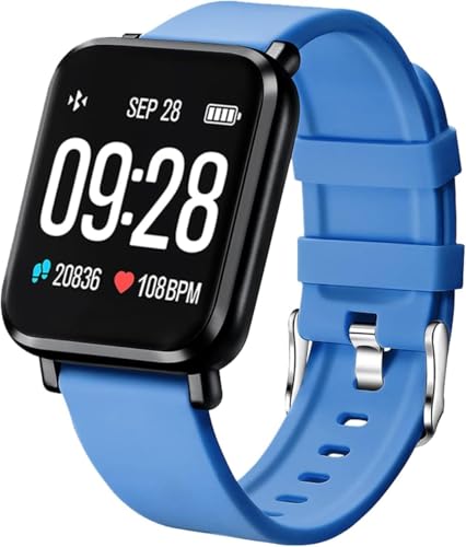 Tipmant Smartwatch Herren, Fitnessuhr Herren mit Pulsmesser, Schrittzähler, Schlafmonitor, Stoppuhr, Fitness Uhr Herren Wasserdicht IP68 Pulsuhren Sportuhr Fitness Tracker für Android IOS (Blau) von Tipmant