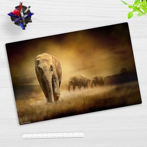 Schreibtischunterlage Kinder und Erwachsene – “Elefant“ – aus erstklassigem Vinyl (Kunststoff) – 60 x 40 cm – Rutschfeste Schreibunterlage mit bestem Schutz – Made in Germany von Tischsetmacher