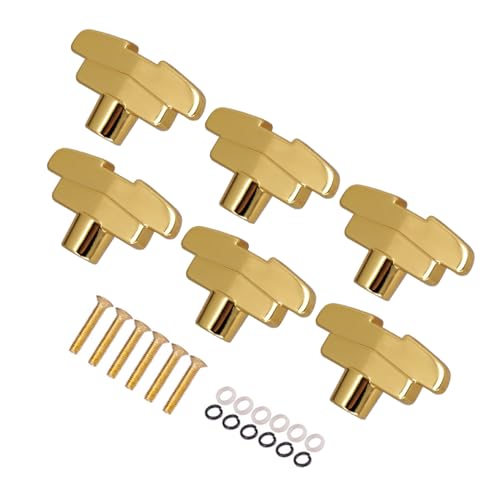 6 Stück Gitarren Stimmknöpfe, 2,8 x 1,8 cm Zinklegierung T förmige Knöpfe Stimmgeräte Mechaniken Knöpfe 3,8 mm–4 mm Installationsloch (Gold) von Tissting