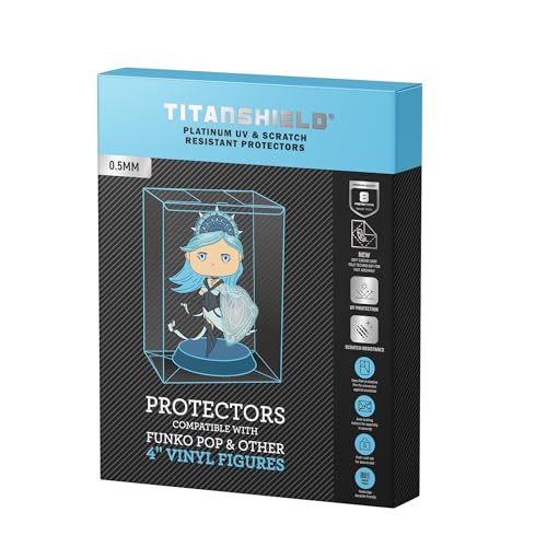 TitanShield 0.5mm Platinum UV and Scratch Resistant Pop Protectors Sleeve Case Compatible with Funko - 4" Inch Pop! Vinyl Figures (8 Count) von TitanShield