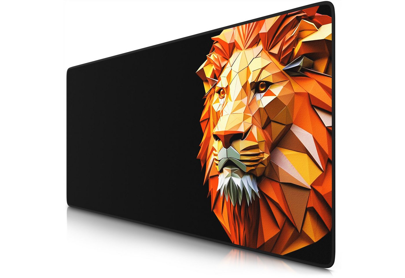 Titanwolf Gaming Mauspad XXL Speed Mousepad 900 x 400 x 3 mm, Schreibtischauflage, abwaschbar, rutschfeste Rückseite, Geschwindigkeit & Präzision, Polygon Lion von Titanwolf