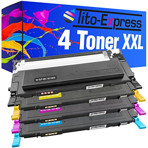 Tito-Express 4 Toner-Kartuschen XXL für Samsung CLP-320 Black Cyan Magenta Yellow CLX-3185 CLX-3185N CLX-3185FN CLX-3185FW kompatibel mit Samsung CLT-4072S von Tito-Express