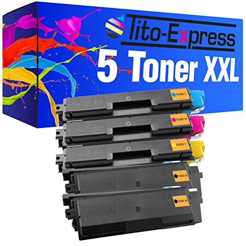 Tito-Express PlatinumSerie 5 Toner XXL kompatibel mit Kyocera TK-580 | geeignet für ECOSYS P6021CDN FS-C5150DN | Black je 5.000 Seiten von Tito-Express