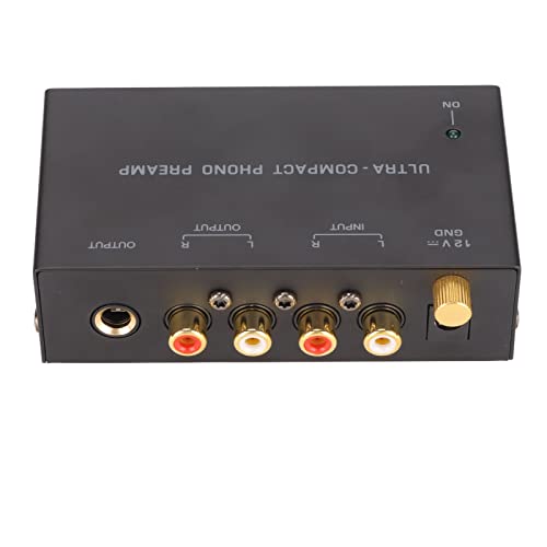 Phono-Vorverstärker für Plattenspieler, Phonographenverstärker 100–240 V, Schwarz, Cinch-Ausgang, Cinch-Eingang für Plattenspieler (EU-Stecker) von Tnfeeon