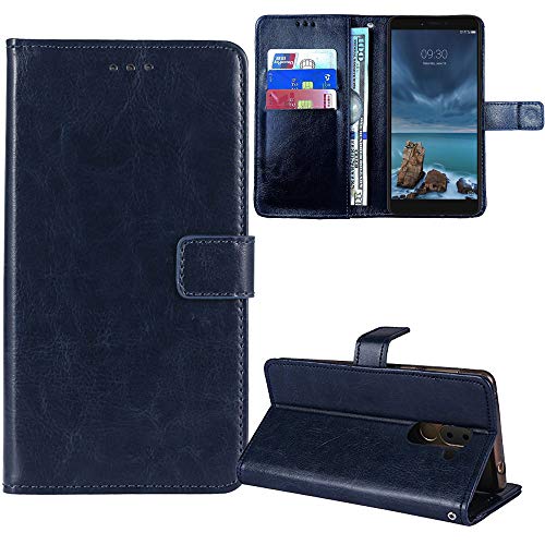 Tnviud Premium Retro Flip Leder Tasche Schütz Hülle Handy Telefon TPU Silikon Case Für Xiaomi Redmi Note 14 Abdeckung Wallet Cover Etui Holder (Dark Blau) von Tnviud