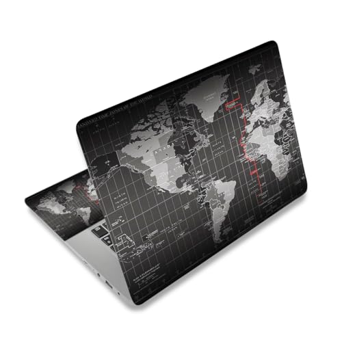 Laptop Haut Aufkleber Aufkleber, 12" 13" 13,3" 14" 15" 15,4" 15,6 Zoll Laptop Vinyl Haut Aufkleber Abdeckung Art Protector (Free 2 Wrist Pad enthalten), dekorative wasserdicht abnehmbar, Weltkarte von ToLuLu