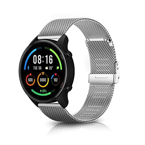 ToVioc 22mm Armband Kompatibel mit Xiaomi Watch S3 / 2 Pro / S2 / S1 Pro / S1 Active, Mesh Gewebte Edelstahl Metall, Uhrenarmband Ersatzband für Amazfit Balance/Bip 5 / Pop 3S / Cheetah - Silber von ToVioc