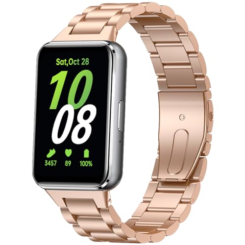 ToVioc Armband Kompatibel mit Samsung Galaxy Fit 3, Herren & Damen Rostfreier Edelstahl Ersatzband für Samsung Galaxy Fit 3 - Roségold von ToVioc