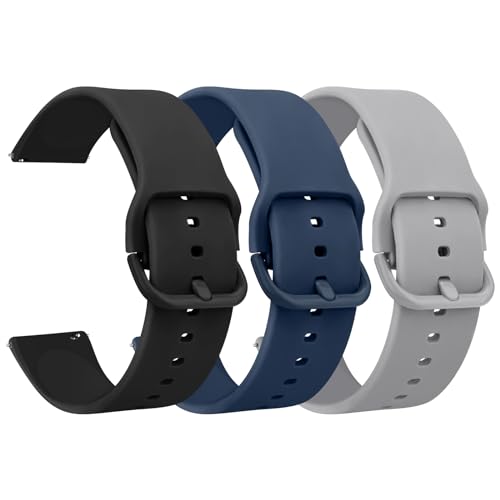 Tobfit 3Pack für Samsung Galaxy Watch 4 Armband 40mm 44mm Damen Herren,Silikon Uhrenarmband Ersatzarmbänder für Samsung Galaxy Watch 4 Classic 42mm 46mm(Schwarz/Navy blau/Grau) von Tobfit