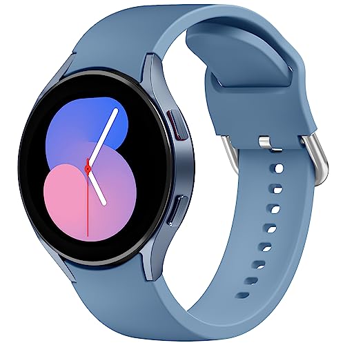 Tobfit für Samsung Galaxy Watch 6 Armband, Galaxy Watch 5/Watch 4 Armband 40mm 44mm, Galaxy Watch 5 pro Armband, 20mm Silikon Sport Ersatzarmband für Samsung Galaxy Watch 6/Watch 4 Classic (Blau Grau) von Tobfit