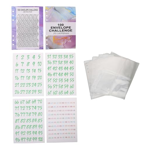 Tofficu 1 Satz Challenge-Sparbuch Binder-Nachfüllungen Wenn Sparordner mit Geldumschlägen bargeldsparender Ordner Bindemittel Zahlenaufkleber Geldbinder Ordnertaschen PVC Transparent Tofficu 1 Satz Challenge-Sparbuch Binder-Nachfüllungen Wenn Sparordner mit Geldumschlägen bargeldsparender Ordner Bindemittel Zahlenaufkleber Geldbinder Ordnertaschen PVC Transparent von Tofficu
