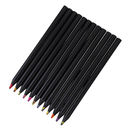 Tofficu 12st Aquarellstifte Jumbo-bleistifte Wachsmalstift Buntstifte Masse Praktische Buntstifte Textmarker Stifte Bunte Malstifte Mini-bleistifte Regenbogen Bleistift Black Hölzern von Tofficu