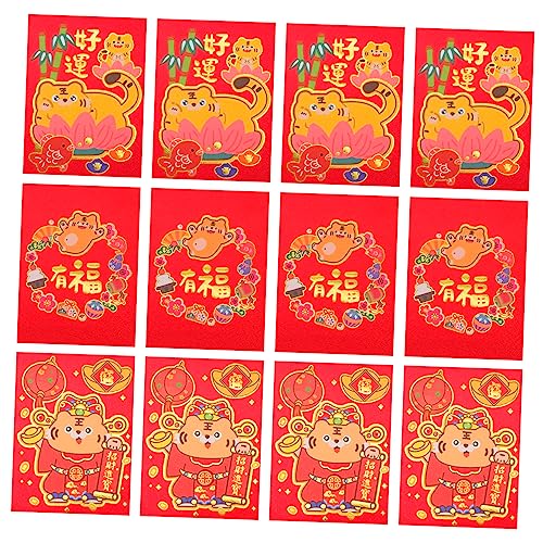 Tofficu 18 Stück 2022 roter Umschlag Jahr Dekorationen Frühlingsfest rotes Paket chinese new year chinesisch neujahr Requisiten für das Frühlingsfest Festival rote Pakete Papier von Tofficu