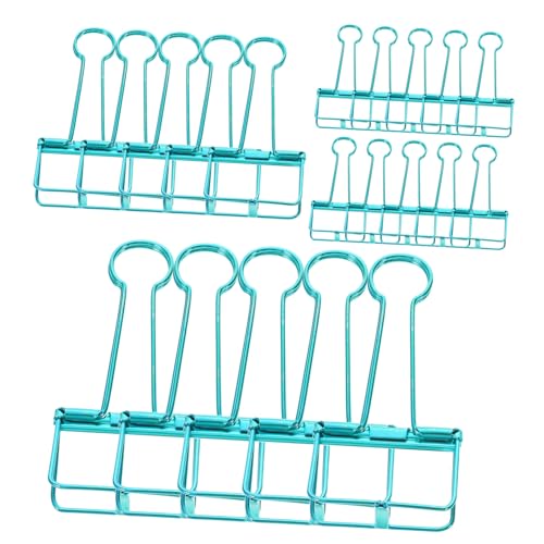 Tofficu 20St zarte Bindeklammern karten clip dokumentenmappe ordner document folder folders Büroklammern große Bindeklammer mittlere Heftklammern kleine Heftklammern Rostfreier Stahl Blue von Tofficu