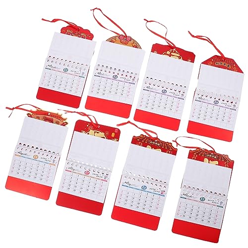 Tofficu 8 Stück 2024 bauernkalender lunar calender Pendlerkalender pinup kalender calendar Jahreswandkalender 2024 Jahreskalender täglich hängender Kalender Tageskalender Weißer Karton rot von Tofficu