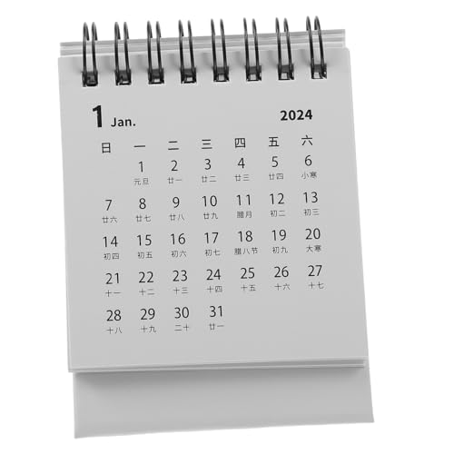 Tofficu Radio Schreibtischdekoration Monate Desktop Monatlicher Memo-Kalender kleiner Schreibtisch Uhr tischkalender kalender schreibtisch Büro-Monatskalender Desktop-Kalender Papier Weiß von Tofficu