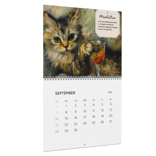 Wandkalender mit Katzenmotiv – Lustiger Katzen-Tischkalender | 2025 Katzen-Cocktails-Muster, kreativer Schreibtischkalender, dekorativer Wandkalender, Cocktails-Muster, Arbeitsplatz, Tischdekoration, von Toliya