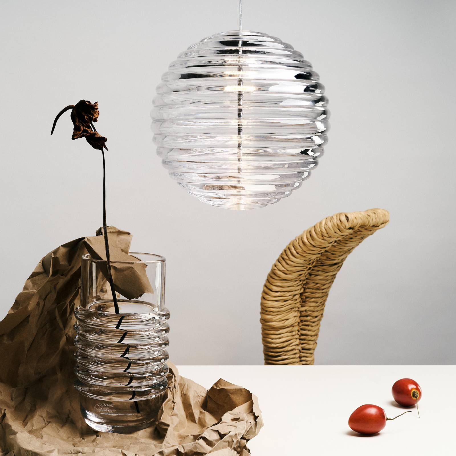 Tom Dixon LED-Hängelampe Press Sphere, klar Ø 30 cm Glas 927 von Tom Dixon