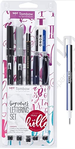 Tombow LS-Beg Lettering Set Beginner 5 Stifte mit Radierer und präzisem Radierstift, inklusive Anleitung, Designed von Frau Hölle von Tombow