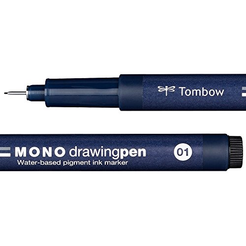Tombow WS-EFL01 Fineliner MONO drawing pen Strichstärke 01, schwarz von Tombow