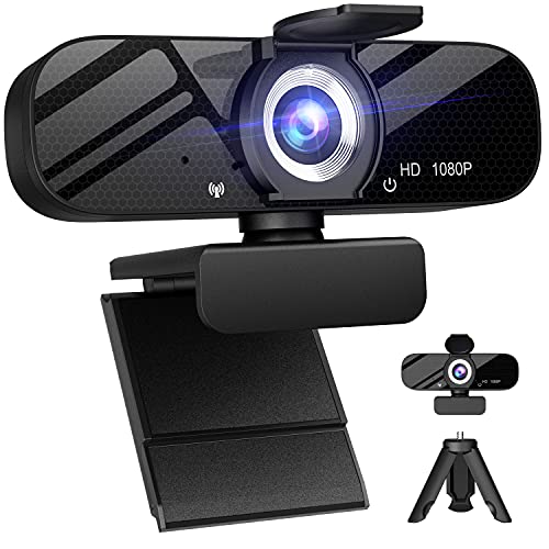 Tomorsi Webcam mit Mikrofon für Desktop, 1080P HD USB Computer Kameras Sichtschutz & Webcam-Stativ, Streaming-Webcam Flexibler drehbarer Weitwinkel-Webcam PC Zoom Video/Gaming/Laptop/Skype (USB-A) von Tomorsi