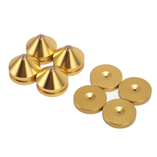 4 Set Lautsprecher Isolationsfüße, Lautsprecher Vibrationsdämpfer aus Aluminiumlegierung, Spike Lautsprecher Resonanz Reduzierer für Audio CD AMP HiFi Subwoofer (Gold) von Tomotato