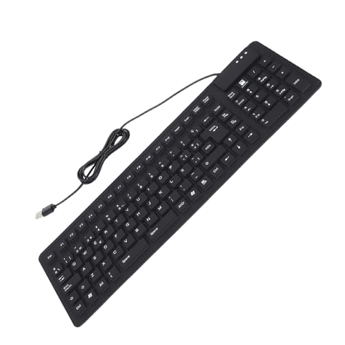 Spanische USB-Tastatur mit Kabel, Tragbar, Faltbar, Wasserdicht, Staubdicht, Silikon-Tastatur, 108 Tasten, Leise, für Zuhause und Büro von Tomvorks