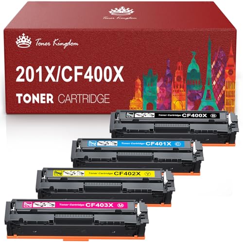 Toner Kingdom 201X 201A Kompatible für HP 201X 201A CF400X CF400A Multipack Toner für HP Color Laserjet Pro MFP M277dw M277n M252dw M277 M274n M252n M252 M277c6 (Schwarz Cyan Gelb Magenta, 4er-Pack) von Toner Kingdom