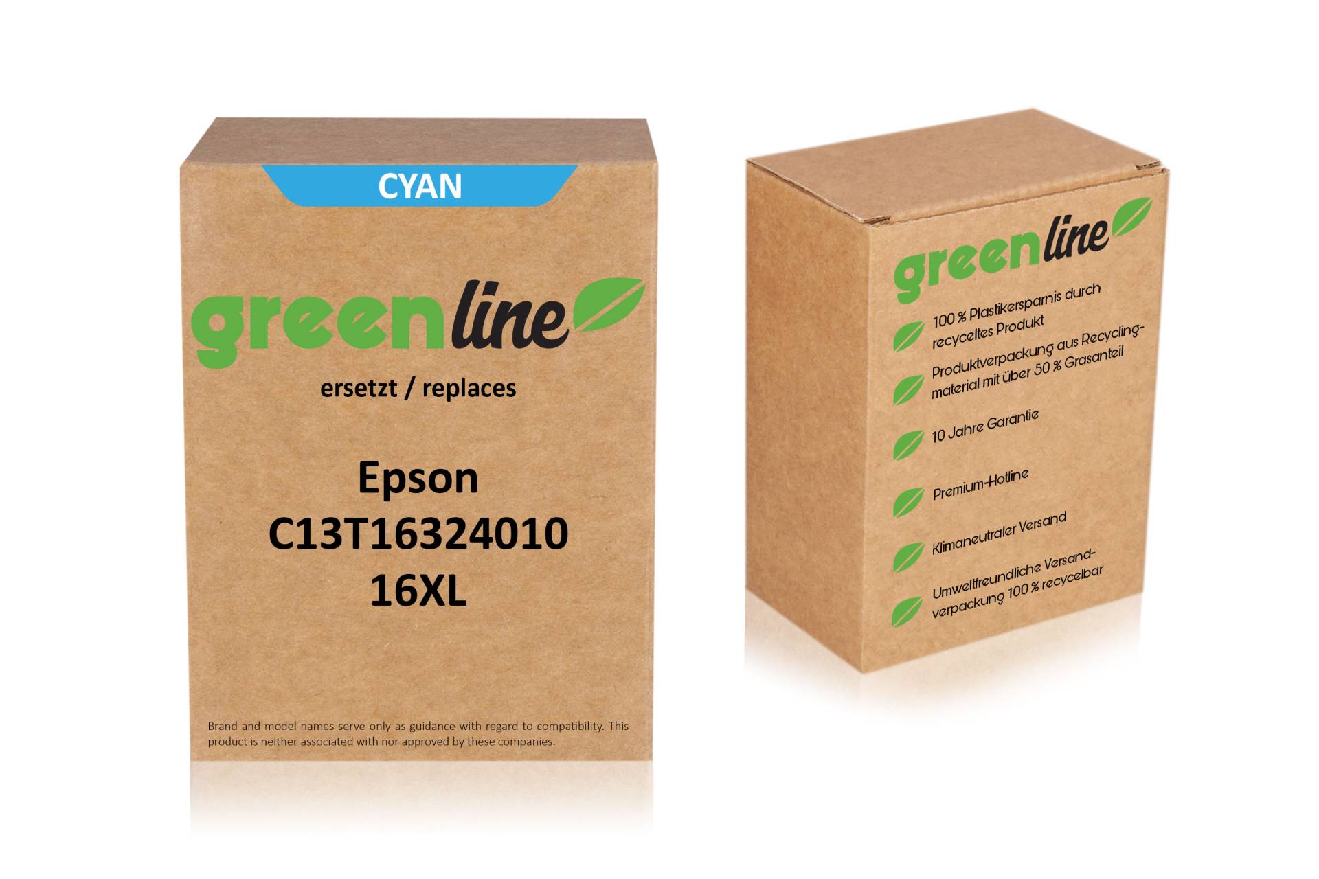 greenline ersetzt Epson C 13 T 16324010 / 16XL Tintenpatrone, cyan von TonerPartner