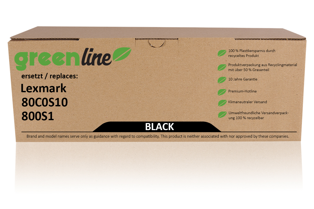 greenline ersetzt Lexmark 80C0S10 / 800S1 Tonerkartusche, schwarz von TonerPartner