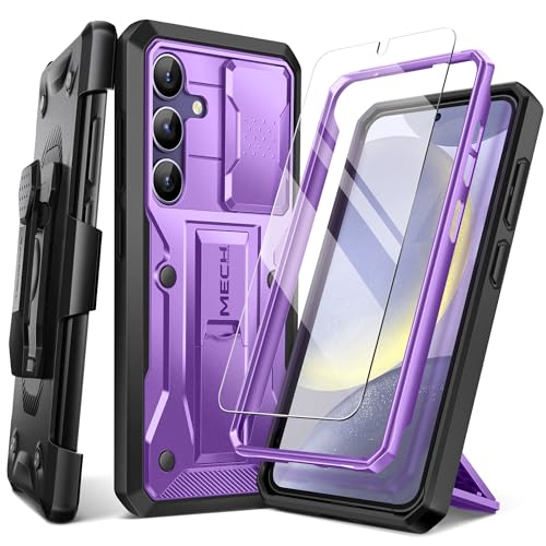 Tongate Kompatibel mit Samsung Galaxy S24 Plus Hülle,[Displayschutz & Slide Kameraabdeckung] Militärstandard Stoßfeste Handyhülle mit Kickstand & Gürtelclip für S24+ Plus Hülle 6,7 Zoll, Lila von Tongate