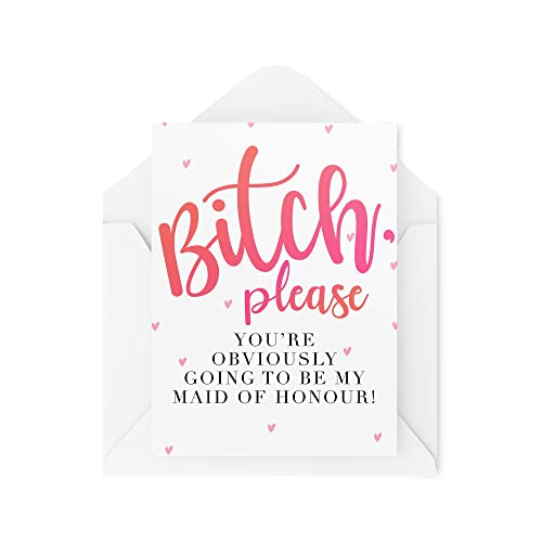 Tongue in Peach Funny Maid Of Honour Vorschlagskarten | B*tch Please You're Offingly Going To Be My Card | Wedding Banter Bride Best Friend | CBH1071 von Tongue in Peach