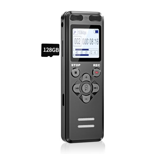 136 GB Diktiergerät, Tonnlog professionelle, tragbare digitale Sprachrekorder mit Sprachaktivierung, USB-C Audio-Recorder für Konferenzunterricht, Aufnahme / Sperren mit nur einem Klick von Tonnlog