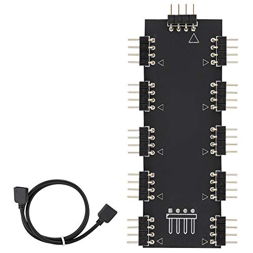 10-Kanal-RGB-Hub Aura SVNc Horizontales Pin-Design Motherboard RGB-Lüfterverlängerungskabel(12V 4-polig) von Tonysa