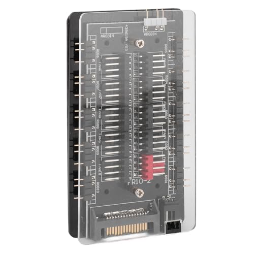 Tonysa ARGB-PWM-Lüfter-Hub, 2-in-1-PWM-ARGB-Gehäuselüfter-Hub, SATA-Schnittstelle, Netzteil, Magnetischer 4-Pin-PWM-3-Pin-ARGB-Lüfter-Hub mit Acrylgehäuse von Tonysa