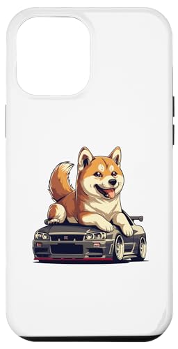 Hülle für iPhone 15 Pro Max JDM Shiba Inu Hund auf einem R34 Dog-Kunst Japanisches Drift-Auto von Toon Auto Cars Co. - JDM Japanese Car Art