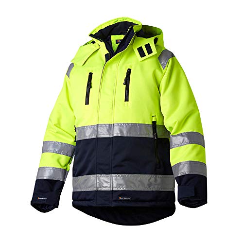 Top Swede 12202001203 Modell 122 Hi-Vis Wind und Wasserdichte Jacke, Gelb/Marine, Größe XS von Top Swede