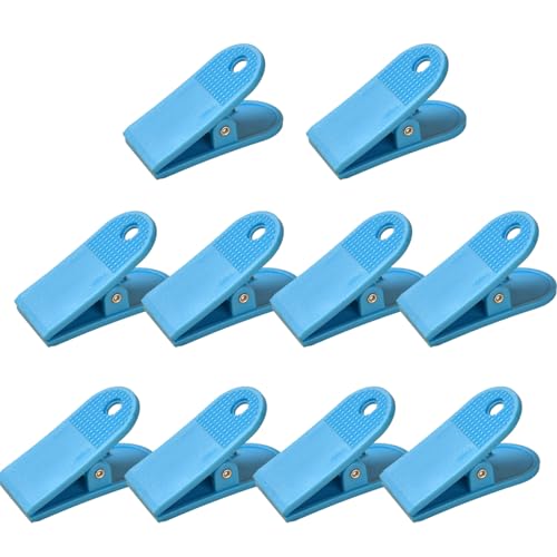 Büroklammern Kunststoff, 58mm Große Scharnier Klammern Briefklemmer, Bulldogge Binder Clips für Büros Küche Hause, 10er Pack BLAU von TopHomer