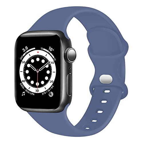 TopPerfekt Silikon Armband kompatibel mit Apple Watch 38mm 40mm 41mm, Ersatz Silikon Sport Armbänder für iWatch Serie 8 7 6 5 4 3 2 1 SE Blaugrau von TopPerfekt